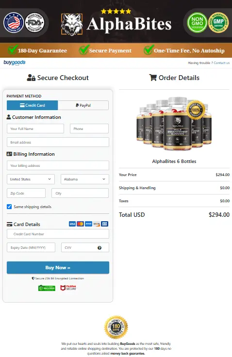 AlphaBites Order page